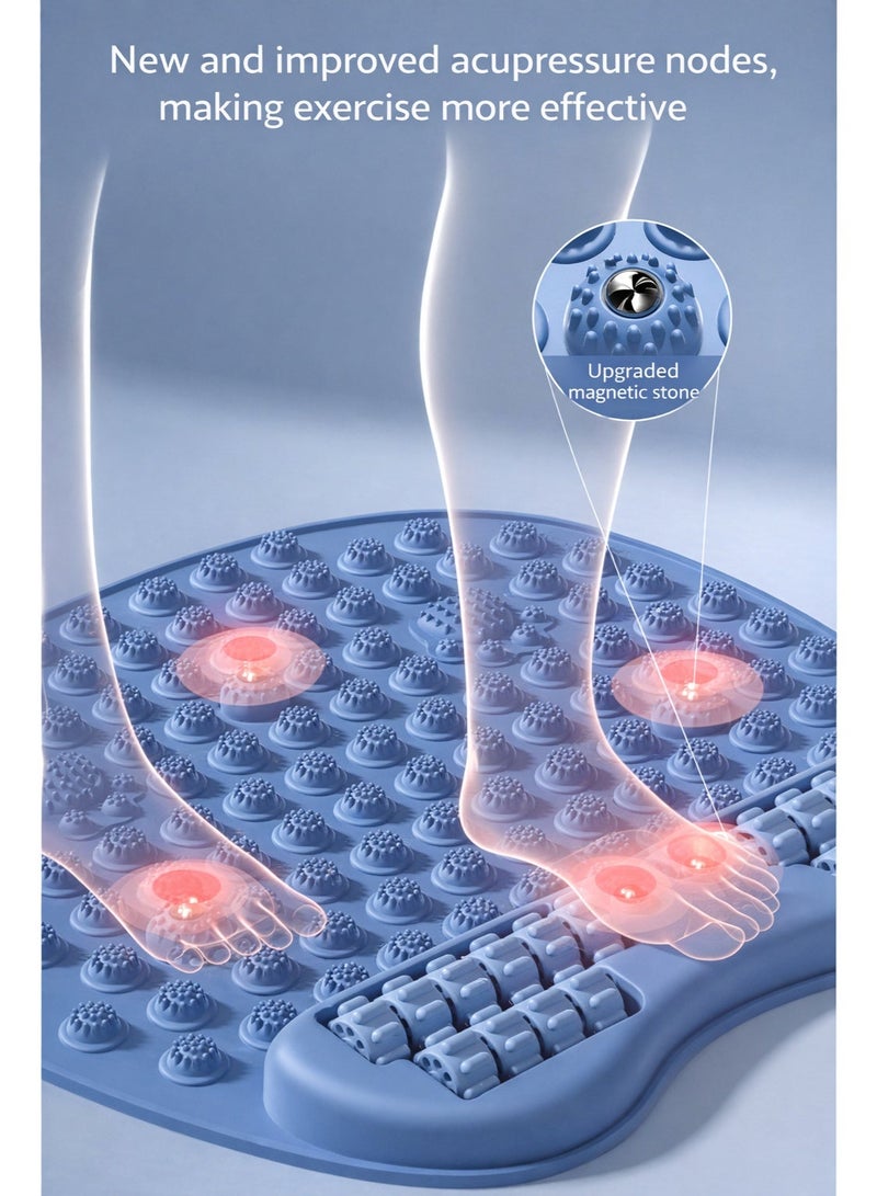 سجادة تدليك القدم بالضغط مع عجلات + جوارب انعكاسية مجانية، مدلك غير كهربائي لنقاط الضغط بالقدم للاسترخاء في المنزل - Image 3